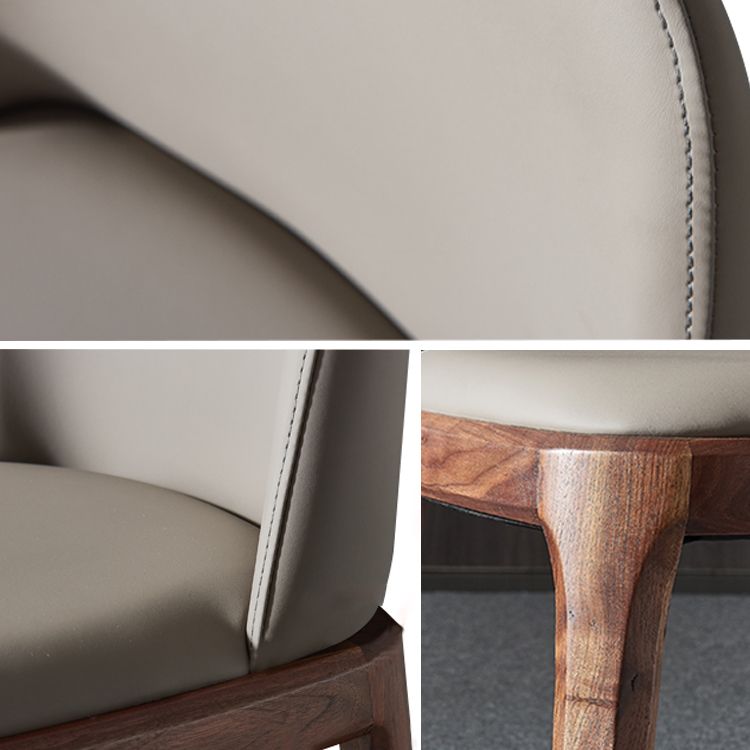 Home Upholstered Dining Side Chairs Armless Chairs with Wood Legs (Set of 2)