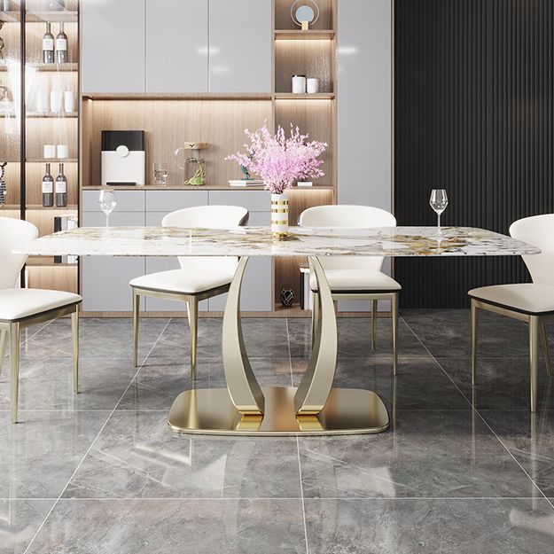Mesa de comedor de piedra sinterizada Glam, mesa de comedor estándar rectangular para cocina