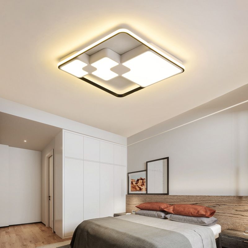 Squared Ceiling Flush Mount Nordic Style LED blanche Ceiling Eclairage en Warm / White Lighting, 18 "/23.5" Largeur