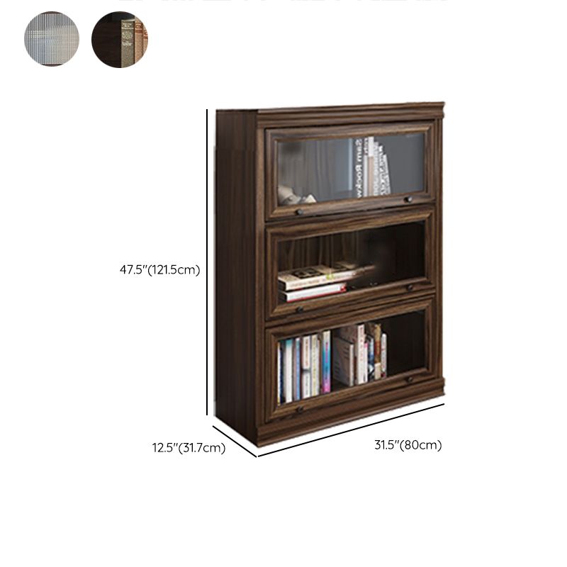 Modern Closed Back Standard Bookshelf Wooden Bookcase in Brown