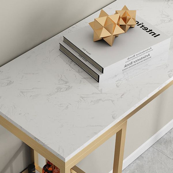 Glam Style 41.3"H Bar Table Marble White Rectangle Top Bistro Table for Living Room