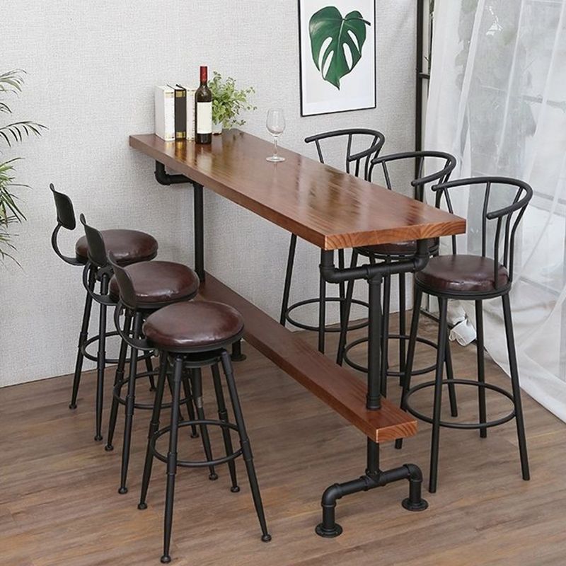 Industrial Solid Wood Bar Table Rectangle Bistro Dining Table