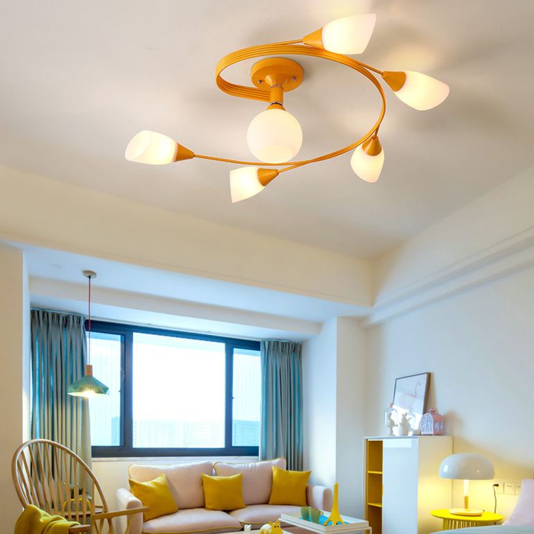 Iron Colorful Ceiling Lamps Simple Bedroom Flush Mount Light