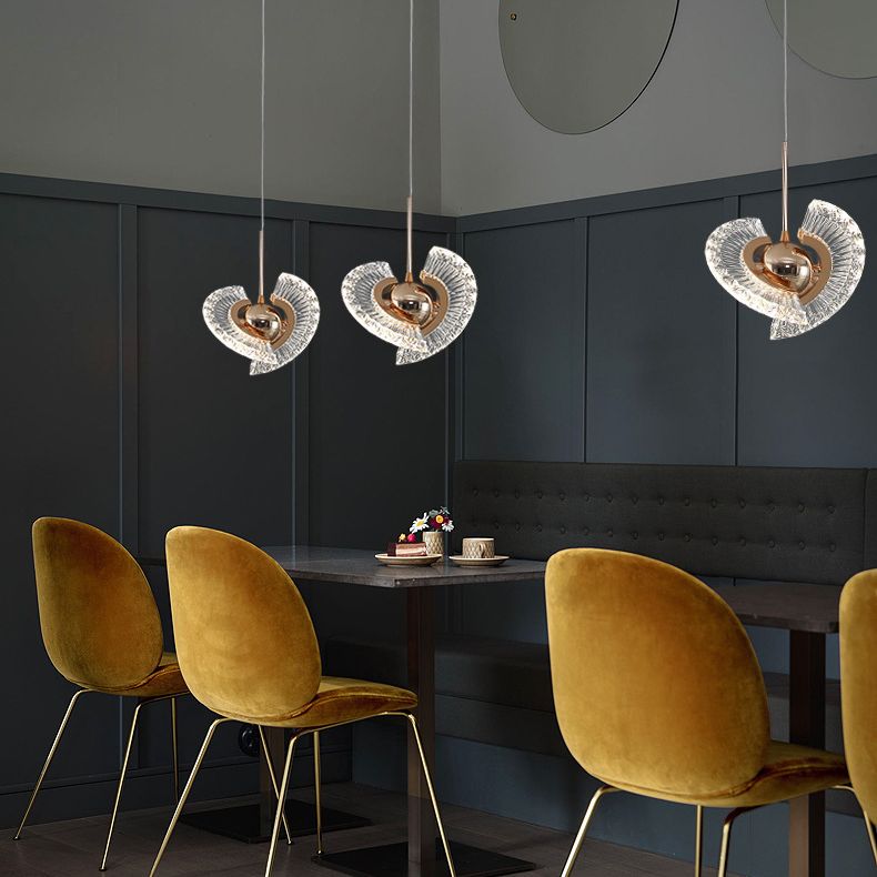 Ring Living Room Hanging Pendant Light Crystal LED Modern Suspended Lighting Fixture in Gold