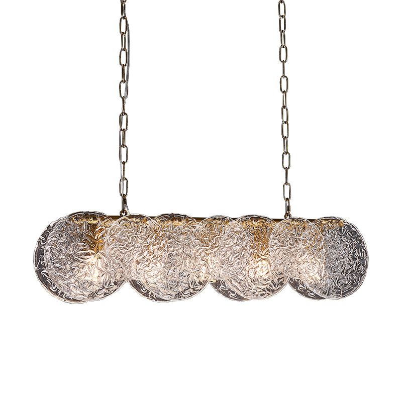 Lampada il lampadario in vetro lineare dell'illuminazione dell'isola moderna in bronzo per sala da pranzo