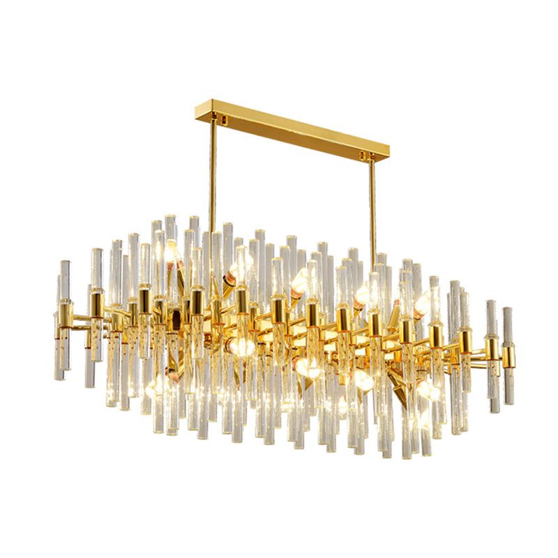 Geometrical Shaped Crystal Rod Chandelier Light Post-Postmodern Gold Pendant Light Fixture