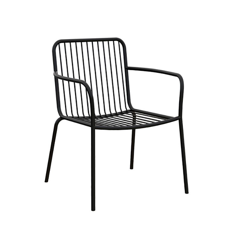Modern Outdoor Bistro Chairs Metal With Arm Iron Patio Dining Armchair
