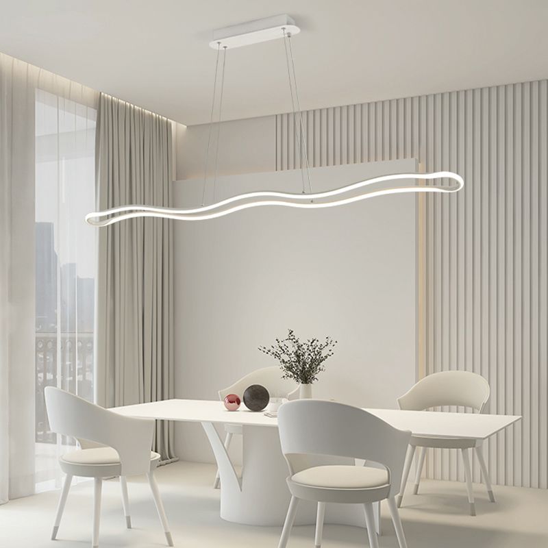 Minimalism LED Hanging Light Waves Metal Island Light Fixture for Dining Room