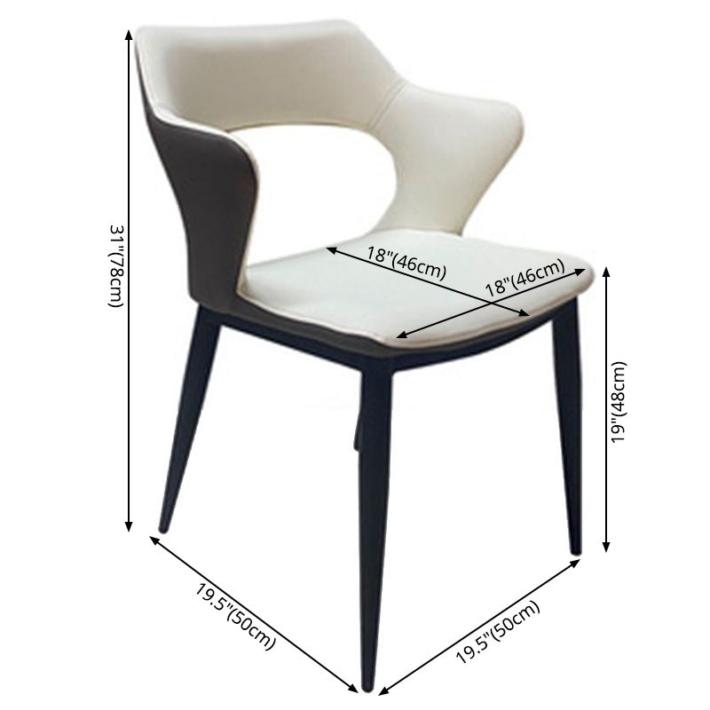 Contemporary Style Metal Dining Chairs Open Back Side Chairs for Kitchen