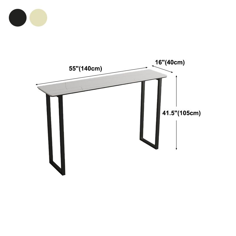 Modern Bar Wine Table Sled Indoor Rectangle Faux Marble Counter Height Table in White