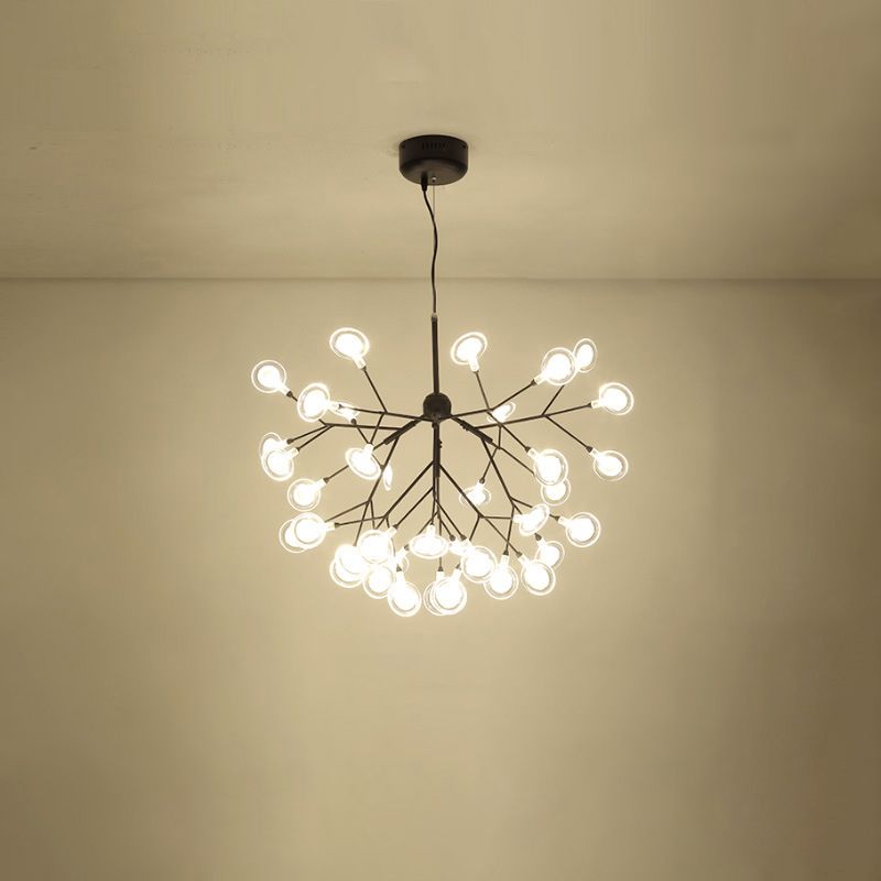 Simplicity Leaf Chandelier Lamp Acrylic Living Room LED Drop Pendant with Branch-Like Wireframe