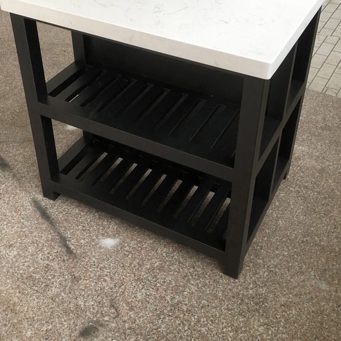 Modern Dining Room Kitchen Island Marble Prep Table with Storage Shelf