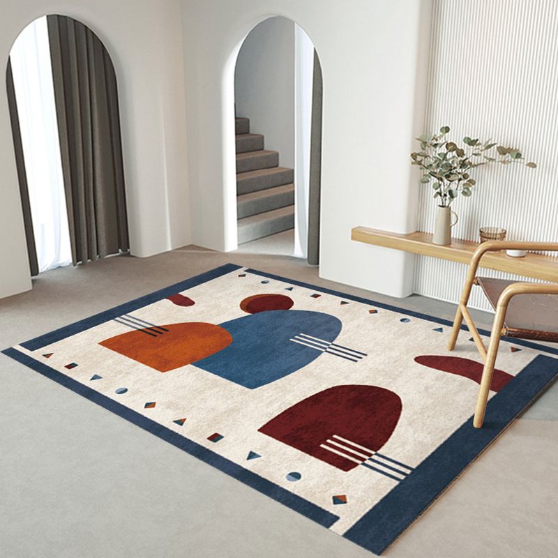 Simple Multicolor Nordic Rug Polyester Expressionism Pattern Area Rug Non-Slip Backing Carpet for Living Room