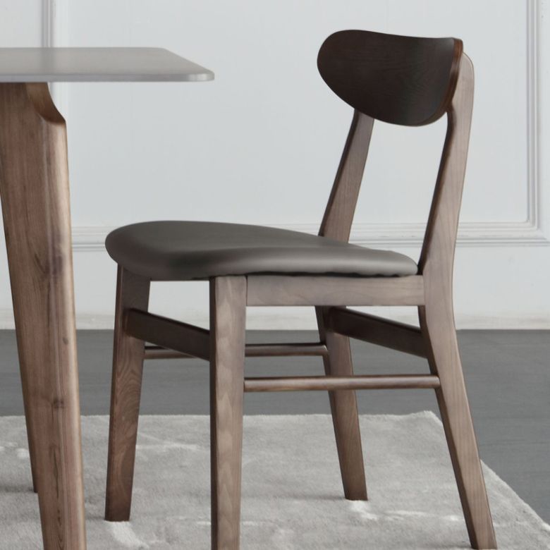 Industrial Upholstered Armless Chair Kitchen Solid Wood Dining Chair