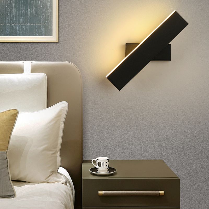 Rectangle du mur de mur rotatif en métal moderne de 12,5 "de large applique murale à LED pour le salon