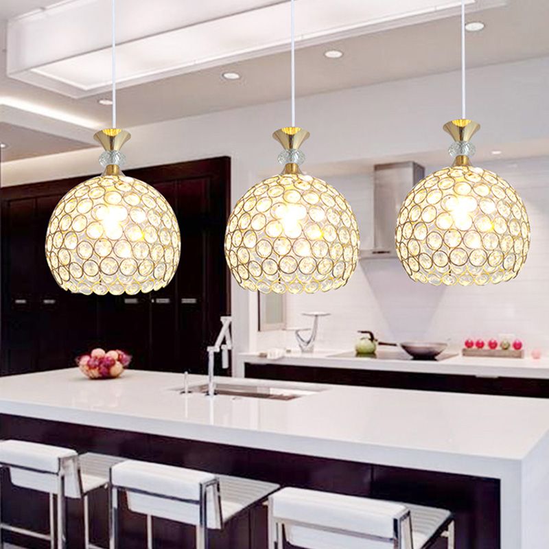 Gold Kugel Hanging Light Kit Minimalist Style Crystal Hängnisbeleuchtung