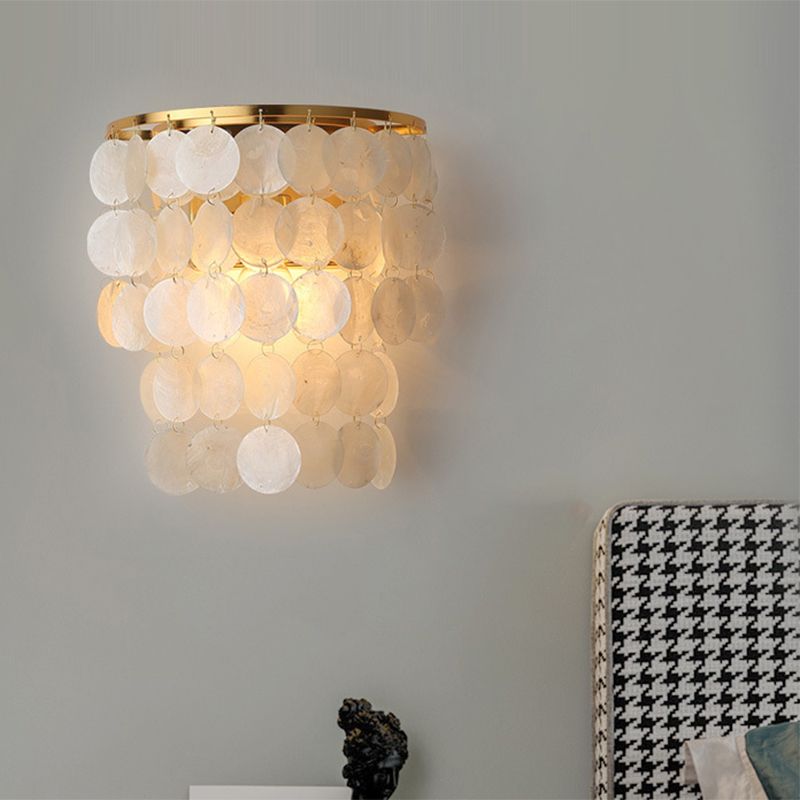 Lampaggio a muro a muro di cascata Minalismo Shell White LED SCONCE SCONCE PER LAVERE PER LA SOGGIORO