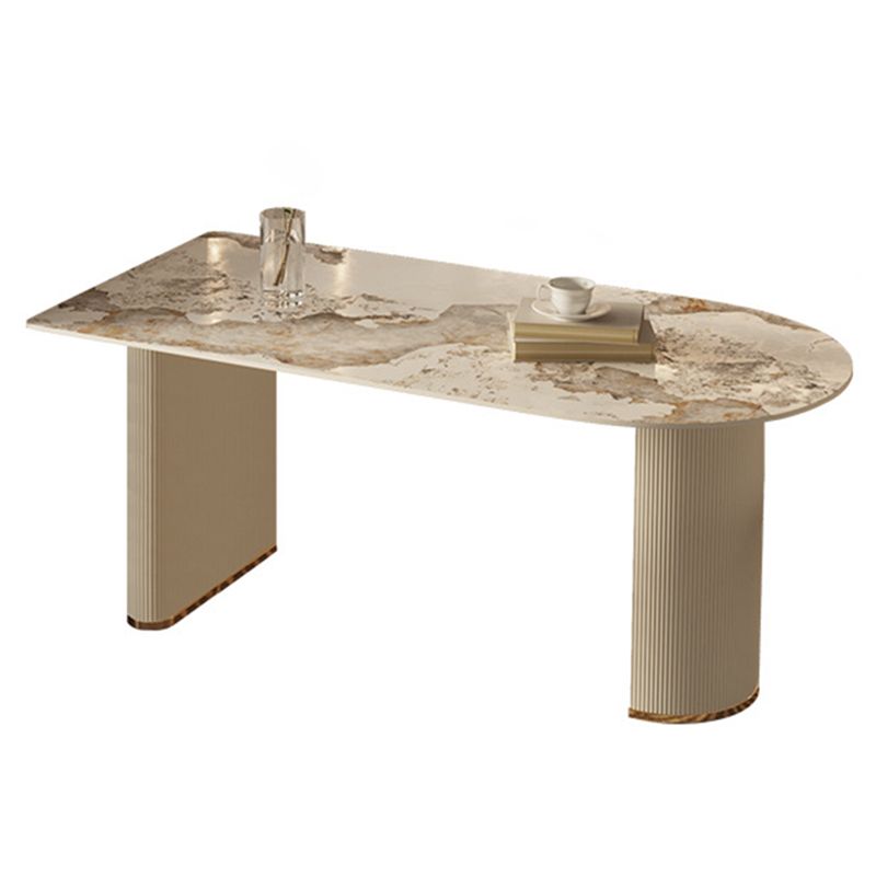 Stone Top Dining Table Contemporary Dining Table with Sled Base
