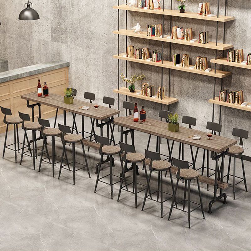 Industrial Solid Wood Bar Table Rectangle Dining Table for Kitchen