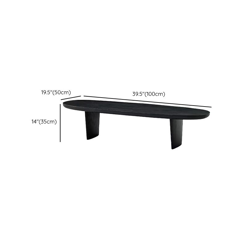 Solid Wood Single Coffee Table Modern Oval Cocktail Table with 2 Legs