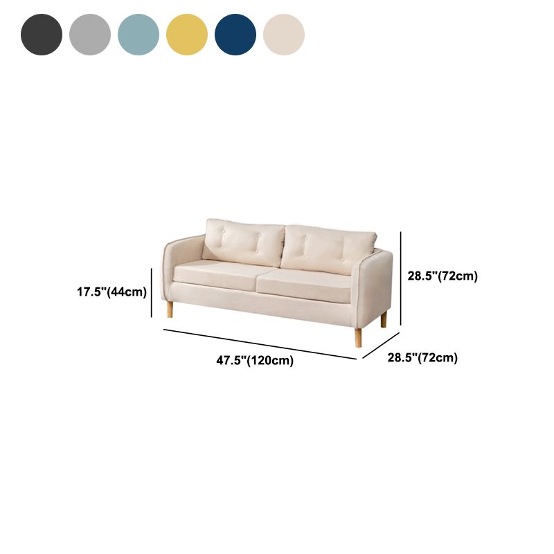 Contemporary Standard Square Arm Linen Stationary Beige Settee