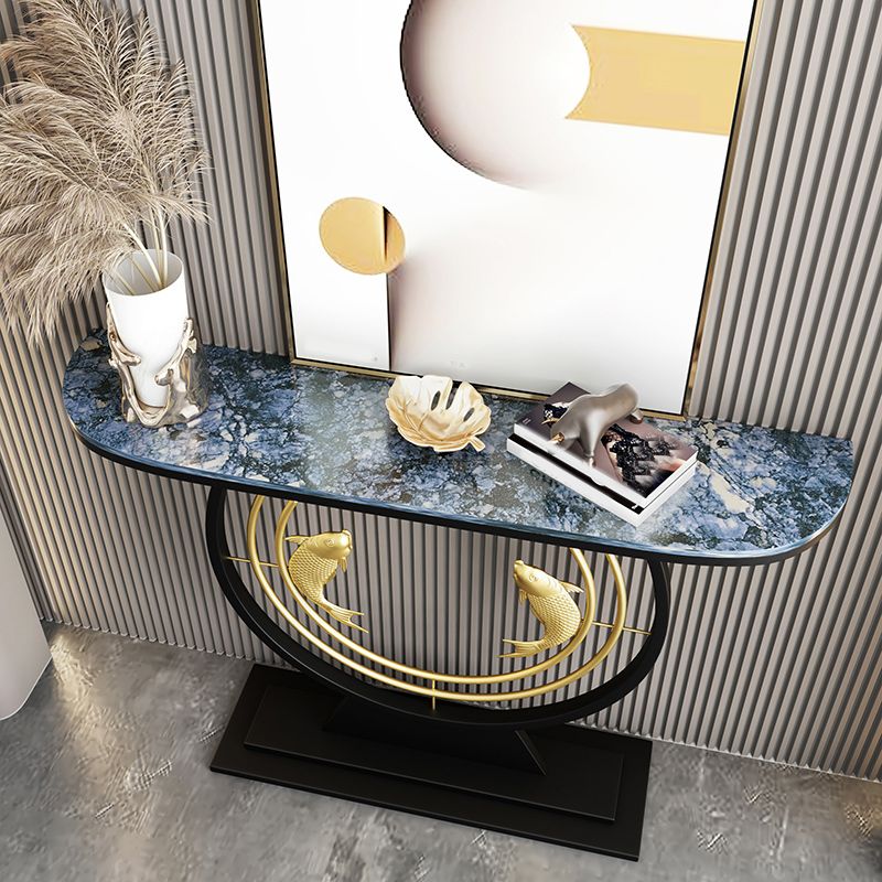 Contemporary Stone Console Table Stain Resistant Console Sofa Table for Hall