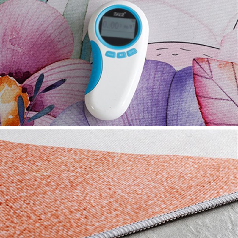 Trendy Watercolor Blooming Rug Multicolor Polyester Area Carpet Non-Slip Backing Rug for Living Room