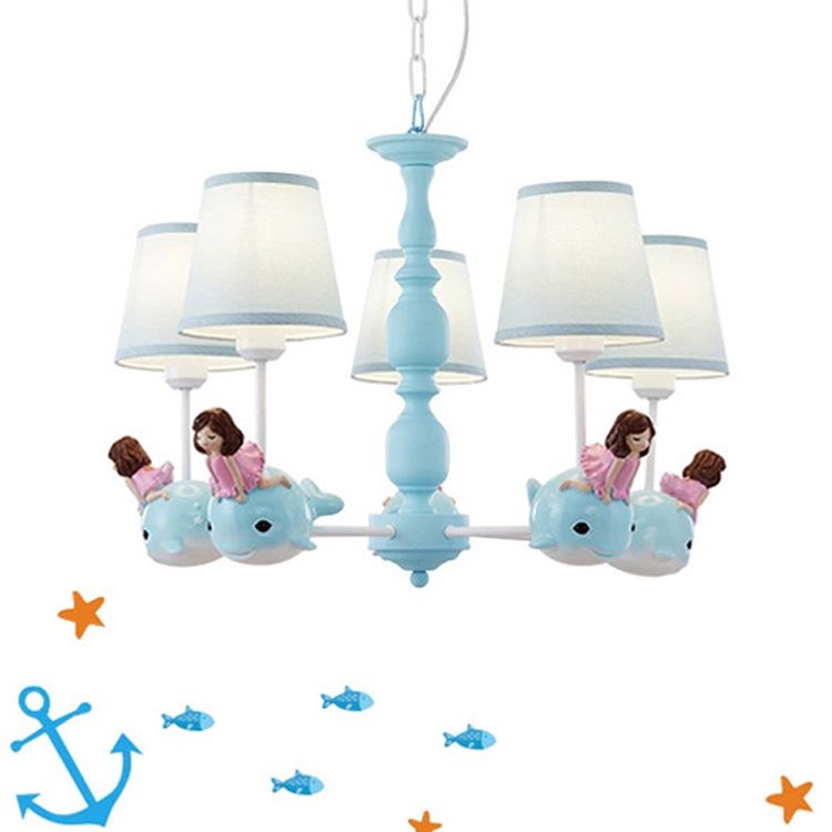 Multi Head Chandelier Light Nordic Macron Fabric Hanging Pendant for Living Room