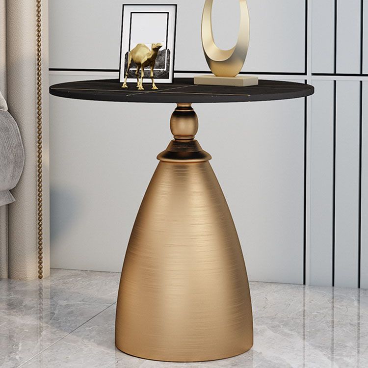 22.4" Tall Iron Pedestal End Table Modern Round Slate Top Side Table