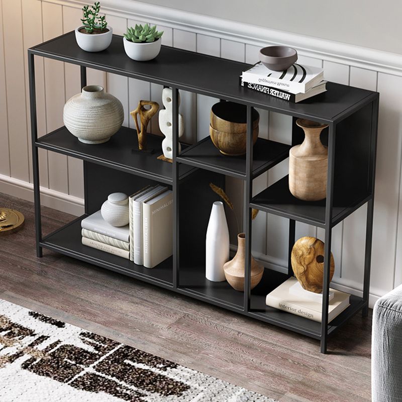 Horizontal Metal Bookcase Modern Open Back Bookshelf with Shelves