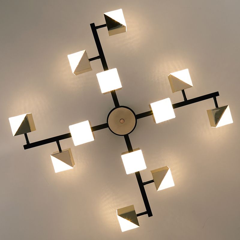 Modern Cube Chandelier Metal Black Multi Light Chandelier Pendant for Dining Room