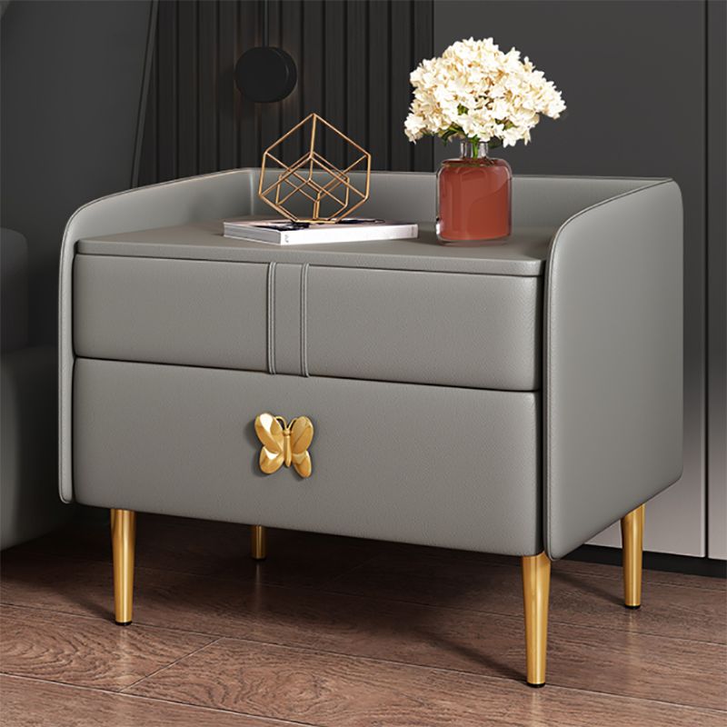 Modern Bedside Cabinet Pine and Faux Leather Night Table, 20"L X 16"W X 20"H