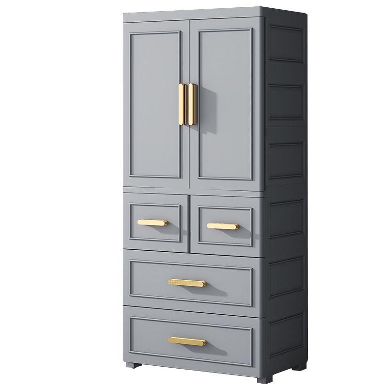 Plastic Wardrobe Cabinet with Drawer Modern Hinged Wardrobe Closet