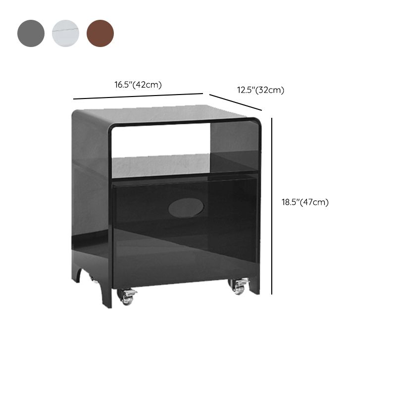 12" Wide Contemporary Corner Table Acrylic End Table with Storage