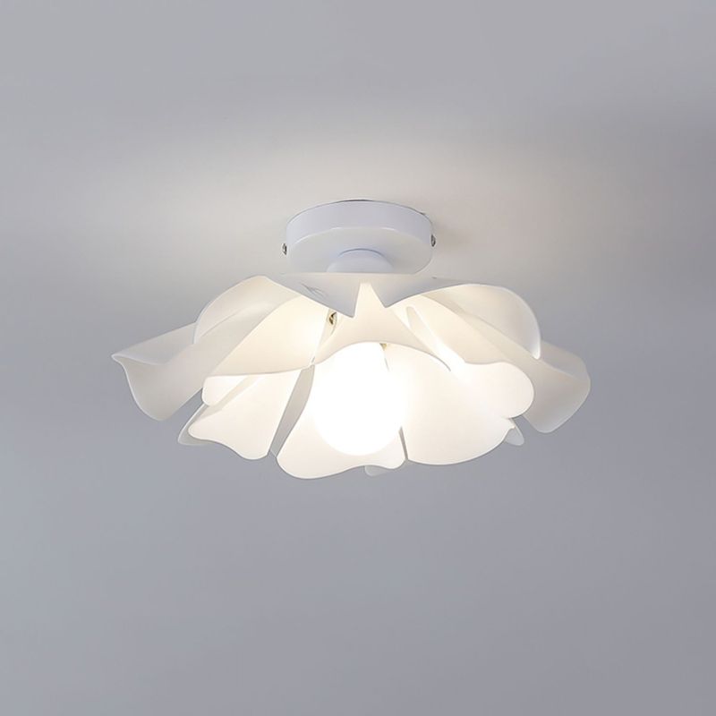 1 - Light Ceiling Flush Mount Light Iron and Acrylic Kids Style Flush in White