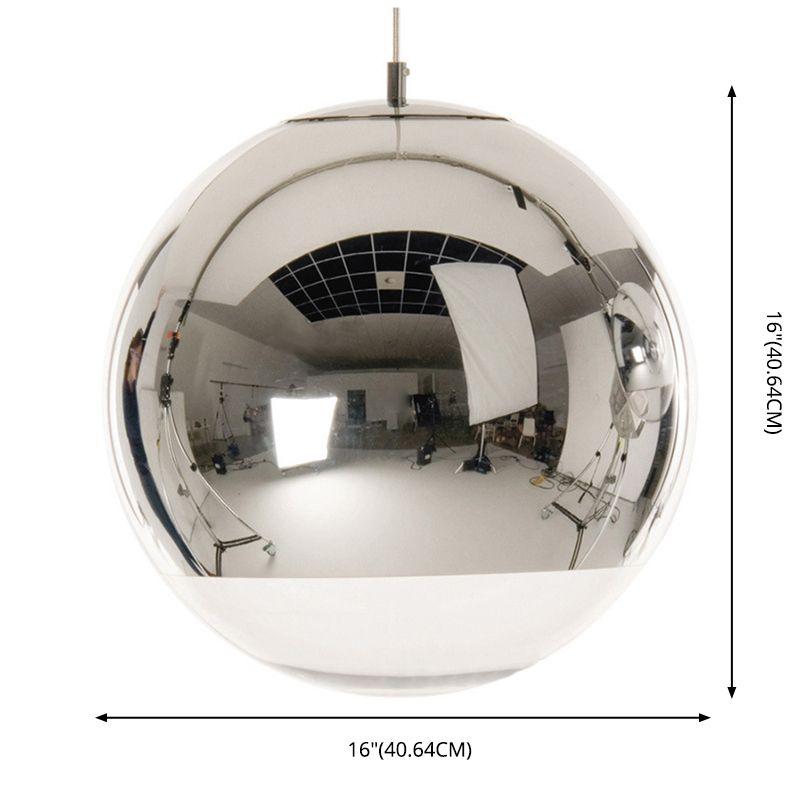 Sliver Electroplated Mirror Glass Globe Hanging Light Contemporary Simplicity 1-Light Pendant for Dining Room