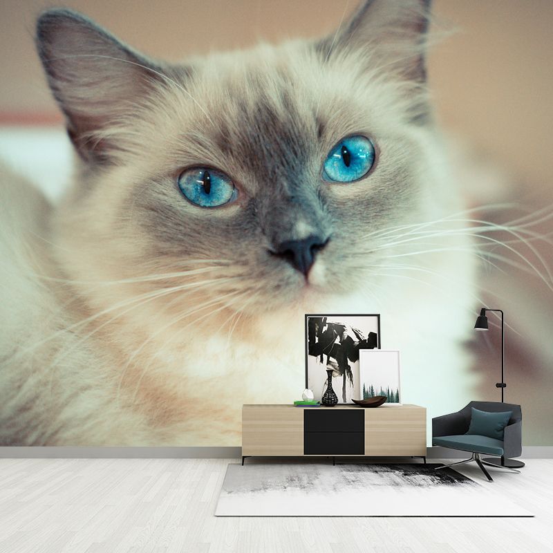 Lovely Cat Mural Wall Decor Living Room Mildew Resistant for Decoration