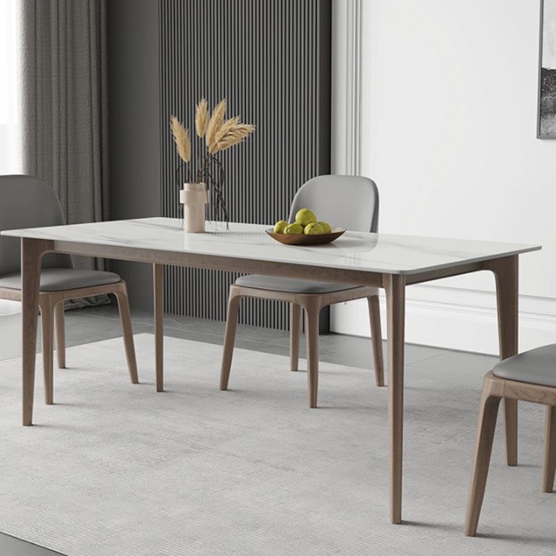 Contemporary Style 1/2/5 Pieces Dining Chairs Set Rectangle Stone Furniture in White