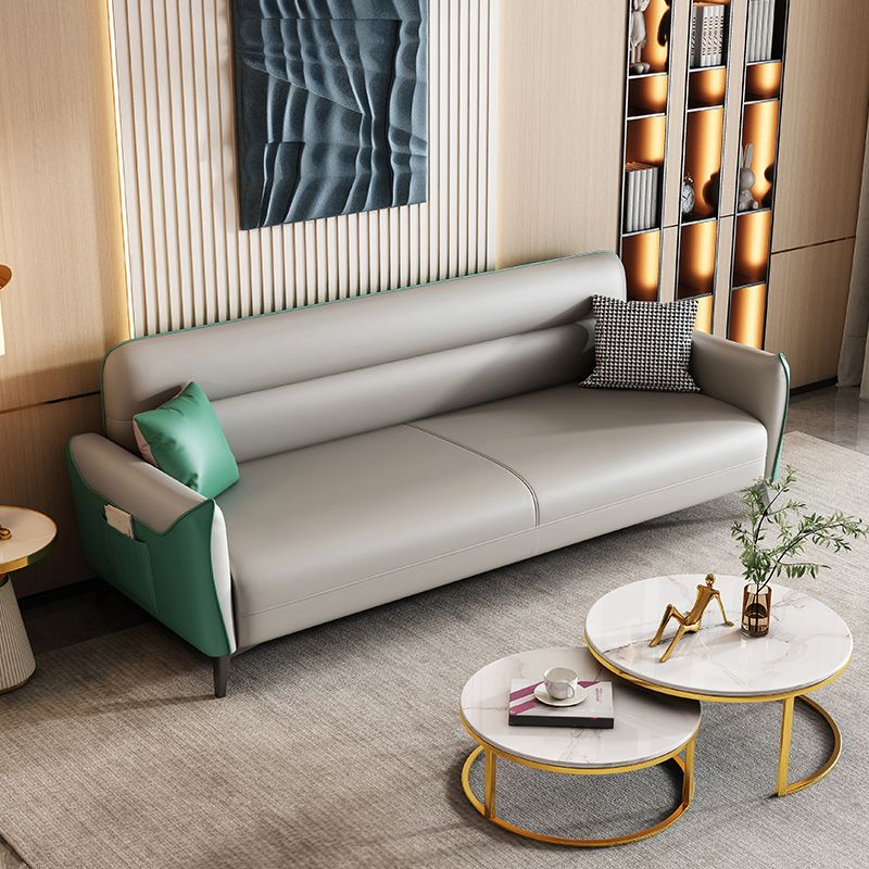 32.3" H 3-seater Faux Leather Square Arm Sofa for Living Room with storage