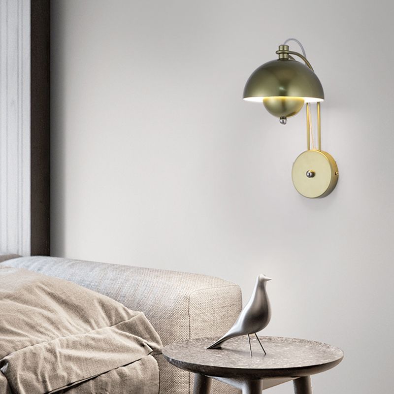 Dome Wall Sconce Lighting Modern Style Metal 1 Light Wall Mounted Light