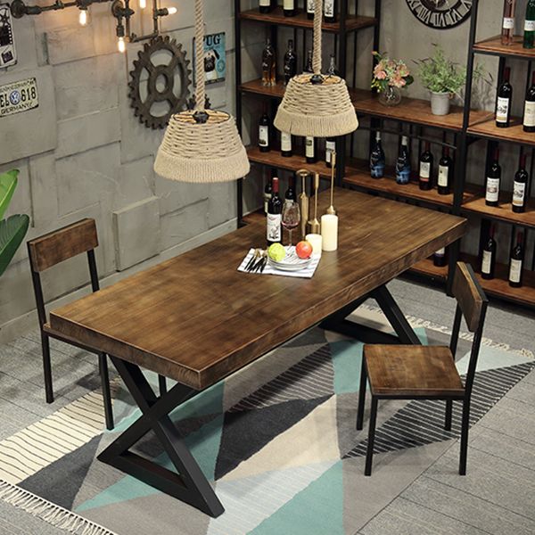Mesa de interior de metal industrial mesa interior de madera maciza con caballete