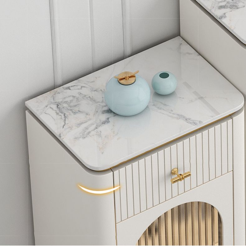 Vertical Modern Style Combo Dresser White Bedroom Storage Chest with Sensor Light