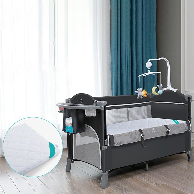 Modern Nursery Bed with Changing Table with Adjustable Height with Guardrail Baby Crib