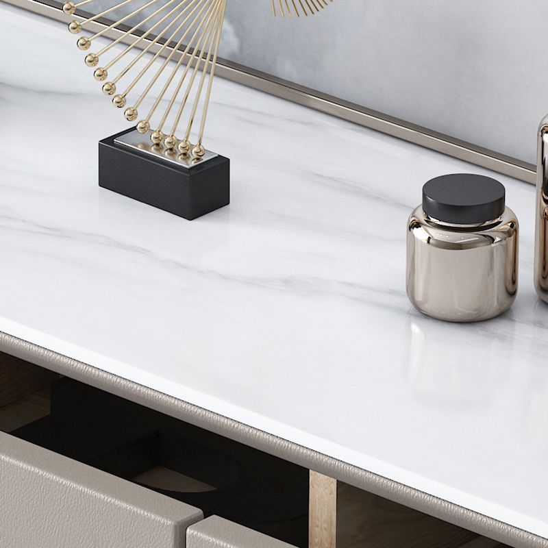 Classic Glam Double Dresser Stone Horizontal Storage Chest for Bedroom