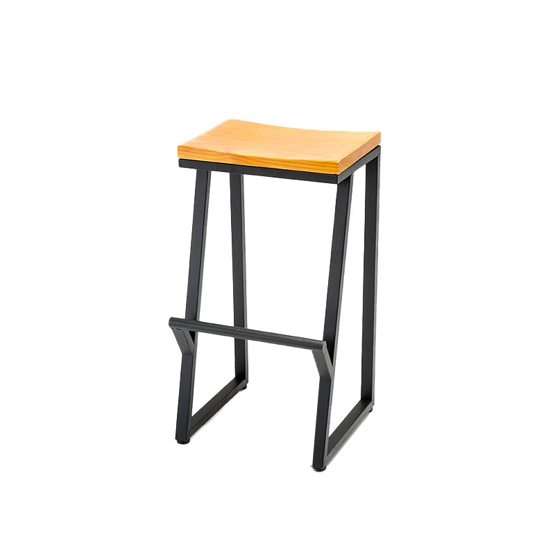 Modern Armless Counter Stool Iron Cafe Bar Stool with Seat and Pedal