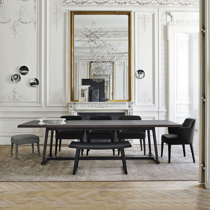 Mesa de comedor rectangular contemporánea de madera maciza, mesa superior de madera para comedor