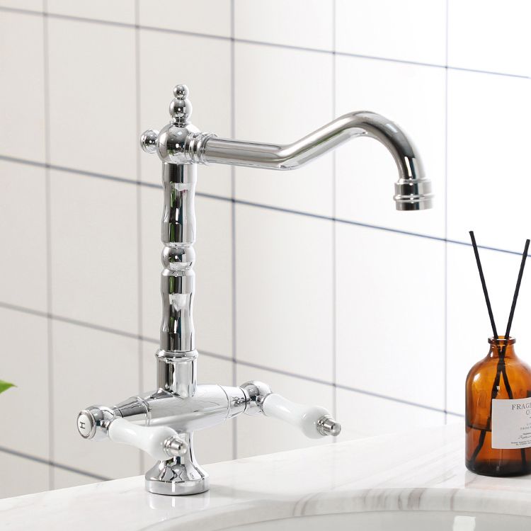 Industrial Wide Spread Bathroom Faucet Lever Handles Lavatory Faucet