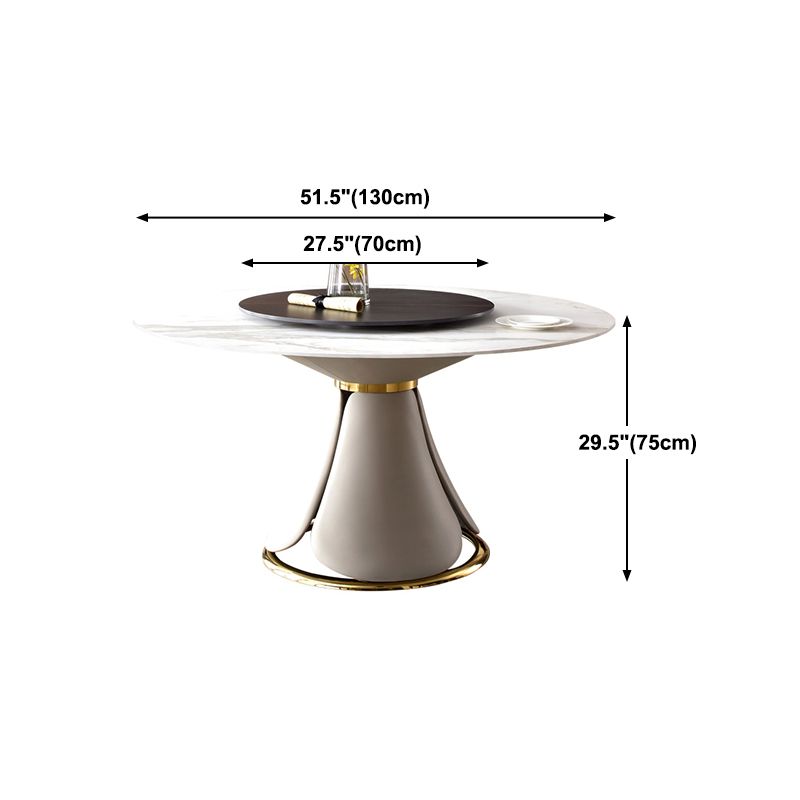 Traditional Luxury Dining Table Round Dining Table with Stainless Steel Pedestal