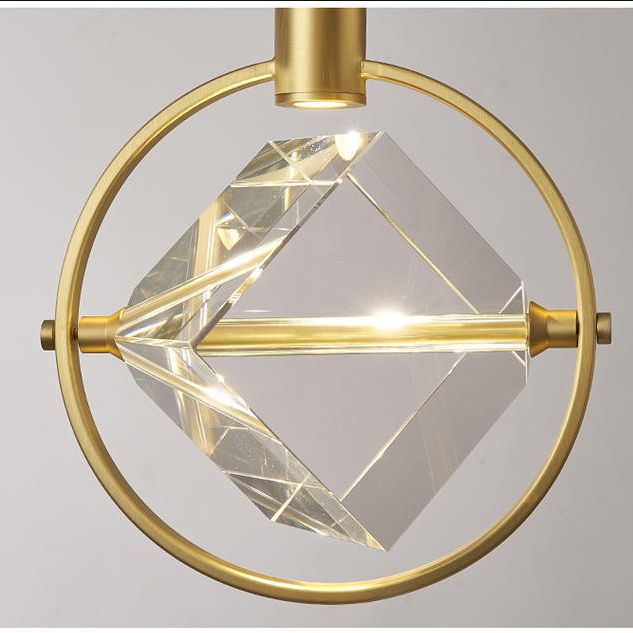 Cristal cubique suspendu plafonnier style moderne LED Gold Éclairage en suspension