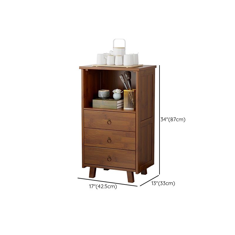 Contemporary Bedroom Wooden Storage Chest Vertical Chest in Brown with Drawers
